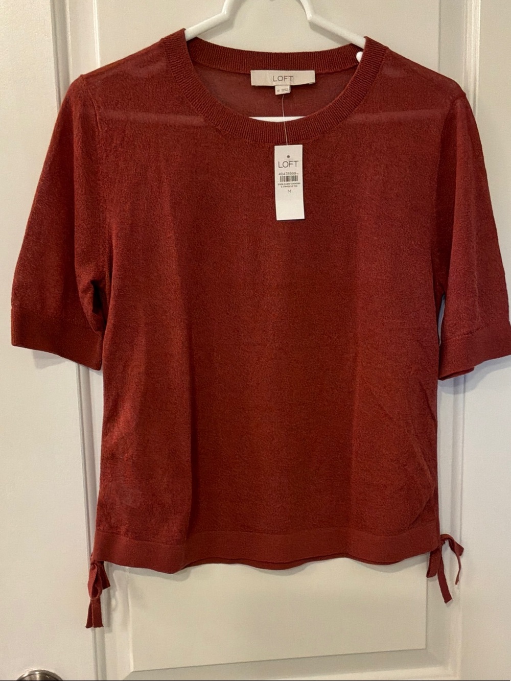 LOFT Side Tie Sweater Tee Apple Butter